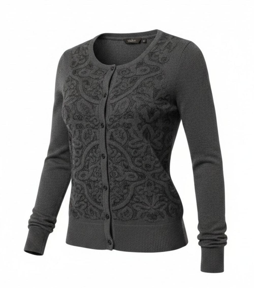 Vera Wang Lightweight Button Up Cardigan Sweater Dark Grey XS Women's